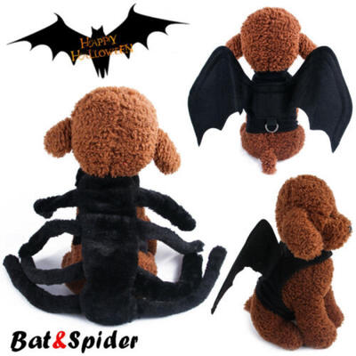 

Halloween Pet Cosplay Dog Cat Clothing Black Spider Bat Wings Creepy Pet Costume