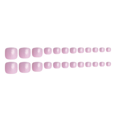 

24 Pcs 12 Sizes Short Full Cover Fake Toe Nails Candy Colorful Press-on Toenail Artificial Nail Art Tips