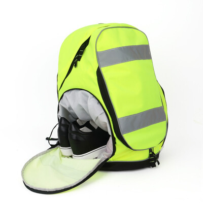 

Factory produced outdoor multi-functional shoes pocket ventilation headset shoulder travel reflective bag fluorescent green