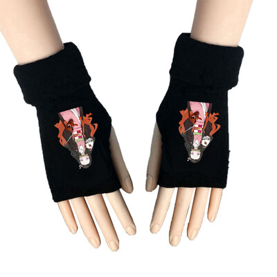 

Anime Demon Slayer Kimetsu No Yaiba Winter Warm Cotton Unisex Long Fingerless Gloves Work Halffinger Gloves With Thumb Hole