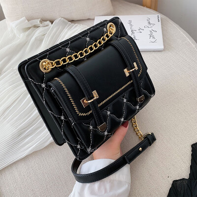 

Lingge chain bag chic net red casual small square bag new 2019 popular womens shoulder bag messenger bag