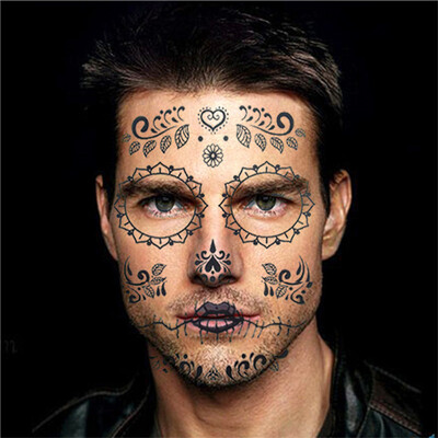 

Toponeto Halloween Temporary Face Art Waterproof Mask Sugar Skull Tattoo Beauty Sticker