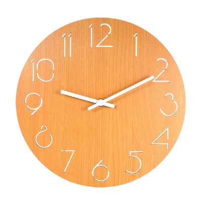 

Wall Clock Style Wooden Clock Battery Operated Decorative Round Wall Clocks with Hollow Carving Numbers for Living Room Bedroom Of