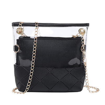 

2pcsset Solid Color Clear Shoulder Handbags Women Chain Crossbody Bags