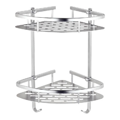 

2 Tier Bathroom Shelf Wall Mounted No Drilling Shower Storage Basket Heavy Duty Aluminum Shower Organizer