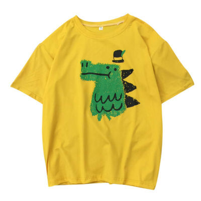 

Women Cute Dinosaur Cartoon Printed t-Shirt Round Neck Collar Half Sleeve Female t-Shirt Casual Slim Ladies Tops