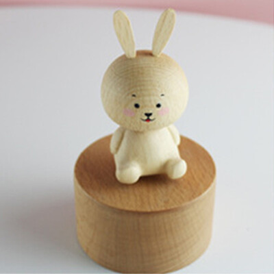 

Gobestart Wood Color Animal Shape Crafts Gift Beech Wooden Clockwork Music Box