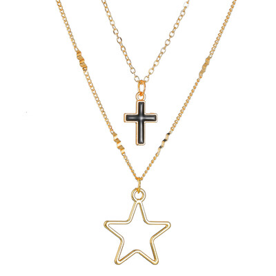 

Vitange Multi Layer Letters Round Cross Heart Moon Necklaces & Pendants For Women Party Gifts Trendy Charm Gold Necklace Jewelry