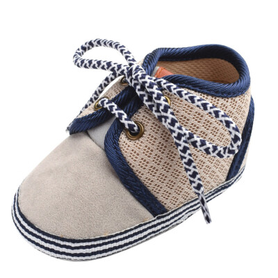 

Newborn Baby Infants Girl Boy Patchwork Soft Anti-slip Lace-up Shoes