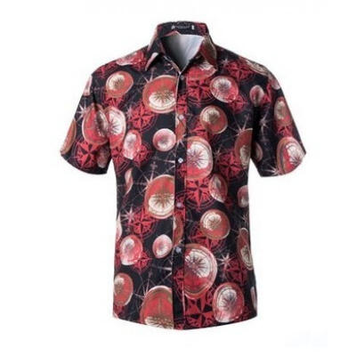 

Men Hawaiian Short Sleeve Blouse T-shirts Floral Print Loose Beach Shirt Top