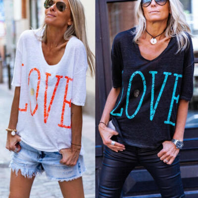 

Fashion T-Shirt Women Girls Summer Printed T-shirt Casual Tops Tee Shirt US