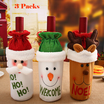 

〖Follure〗Red Wine Bottle Cover Bags Decoration Home Party Santa Claus Christmas For Party