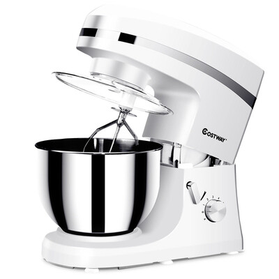 

53 Qt 800 W Tilt-Head Stainless Steel Bowl Electric Food Stand Mixer-White