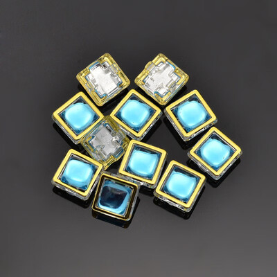 

Sew on Taiwan Acrylic Garment Accessories Square DeepSkyBlue 13x13x7mm Hole 1mm