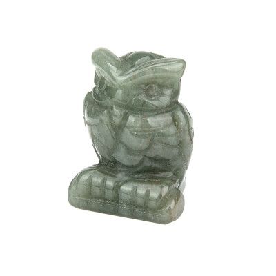 

〖Follure〗1Pcs Hand Carved Owl Jade Gemstone Ornament Craft Paperweight