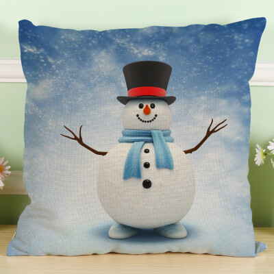 

〖Follure〗New Christmas Snowman Cotton Linen Pillow Case Sofa Cushion Cover Home Decor A