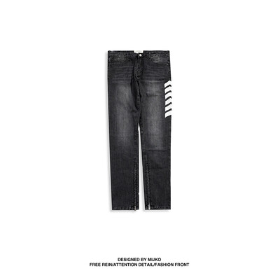 

MIJKO Mens Wear Summer New High Street Printed Side Zipper Pants Both Men&Women Can Wear Jeans