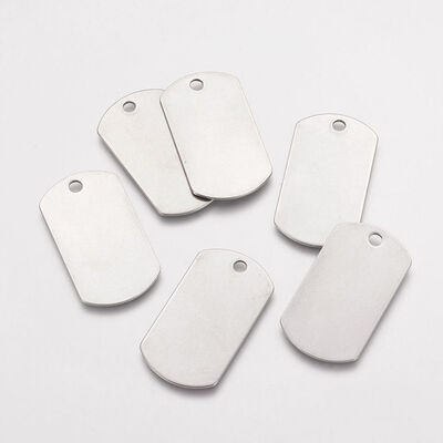

304 Stainless Steel Pendants Rectangle Blank Stamping Tags Stainless Steel Color 35x195x1mm Hole 3mm