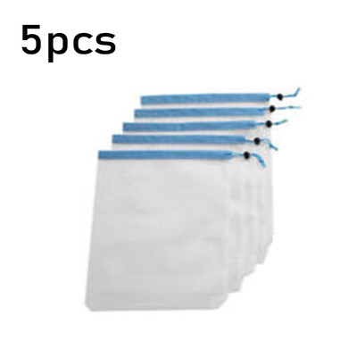 

5pcs Reusable Produce Bags Drawstring Mesh Vegetable Fruit Toys Storage Pouch