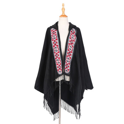 

Tailored Womens Cape Wrap Sweater Cape Coat Open Front Blanket Shawls&Wraps With Hat