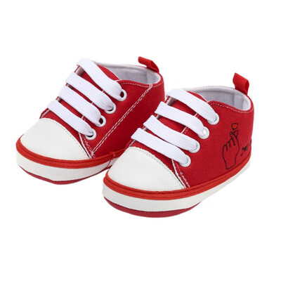 

Baby Boy Girl Toddler The First Walker Shoes Children Letter Printing Pattern Canvas Shoes Baby Lace-Up Shoes