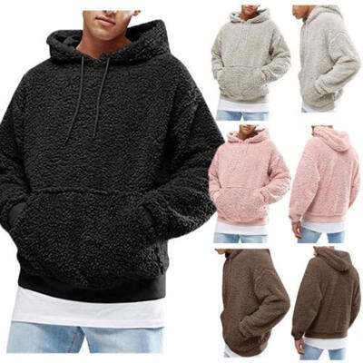 

Mens PULLOVER HOODIE Fluffy Fleece Shirts Hooded Tee Sweatshirt Casual Fashion