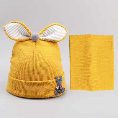 

Dongyun new autumn&winter baby butterfly knot pure cotton neck cap cartoon rabbit two-piece hat