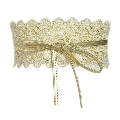 

Fashion Wide Lace Tie-up Women Waistband Dress Party Waist Band Belt Sash Decor