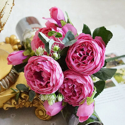 

Roses Artificial Flowers Fake Rose Silk Bouquet Home Wedding Party Decoration