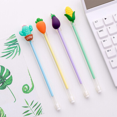 

4pcslot 05mm Kawaii Black Ink Fruite vegetables Gel Ink Pen for School Office Writing Supplies Cute Stationery