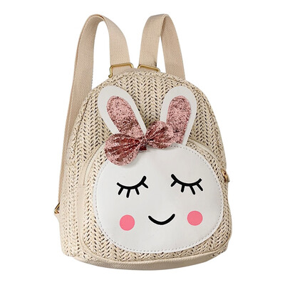 

Children Kids Fashion Girls Rabbit Straw Shoulder Handbag Backpack Casual Bags