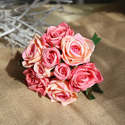

FUNNYBUNNY Artificial Fake Flowers Silk Artificial Roses 9 Heads Bridal Wedding Bouquet for Home Garden Party Wedding Decoration