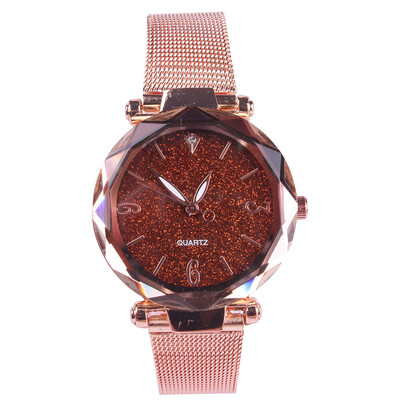 

Womens quartz watch simple diamond mesh with starry watch vibrato