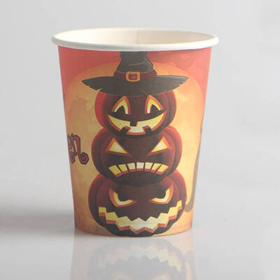 

10PCS Cartoon Halloween Pumpkin Man Witch patterns Disposable Paper Cup for Cosplay Dancing Party