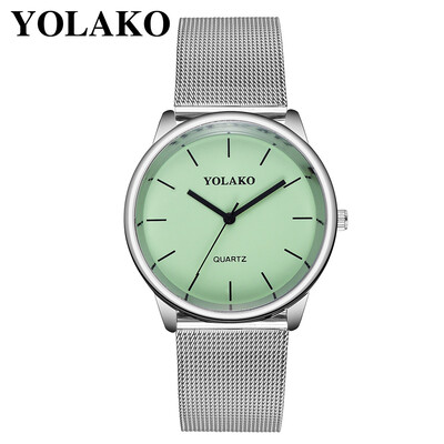

RM YOLAKO Ladies Stainless Steel Mesh Belt Watch With Simple Mirror Quartz Watch