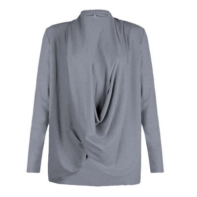 

Plus Size Women Irregular Neck Tops Long Sleeve Casual Spring School T-Shirt