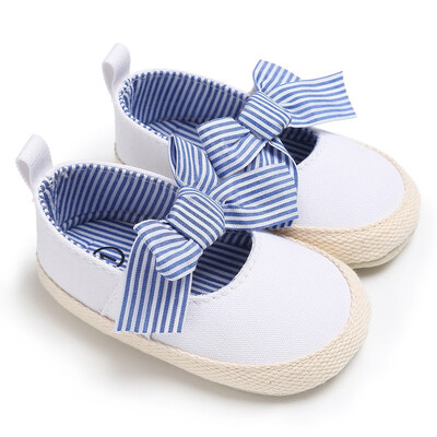 

Baby Girls Princess Shoes Kids First Walkers Fashion Striped Big Bow Soft Soled Anti-Slip Dress Shoes