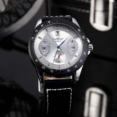

Jaragar Automatic Hand-winding Mechanical Wrist Watch with Analog Display Stainless Strap Luxury Design Balance Wheel Gold & Black