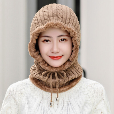 

Tailored Womens Hat Scarf Siamese Collar Girls Cute Winter Slouchy Knit Skull Cap Beret