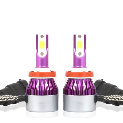 

H9 C6P 2PCS Led Cob LED Chip Car Headlamp 36W 6500k White Light 8000LM Car Bulb Fog Light Purple