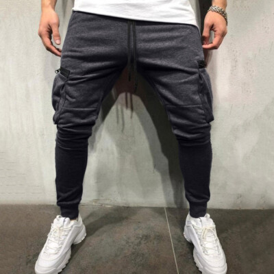 

Tailored Fashion Mens Slim Pure Color Pocket Bandage Casual Sweatpants Drawstring Pant