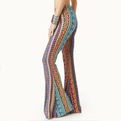 

Sexy Women High Waist Stretch Boho Bell Bottoms Flared Pants Bohemian Trousers
