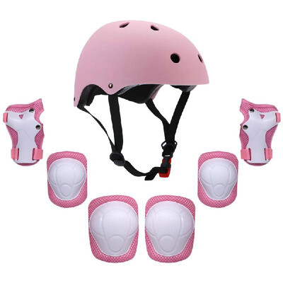 

Kids 7 in 1 Helmet&Pads Set Adjustable Kids Knee Pads Elbow Pads Wrist Guards for Scooter Skateboard Roller Skating Cycling