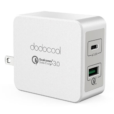 

dodocool 33W 2-Port USB Wall Charger Power Adapter with 18W Quick Charge 30&15W Reversible Type-C Charging Ports EU Plug Whit