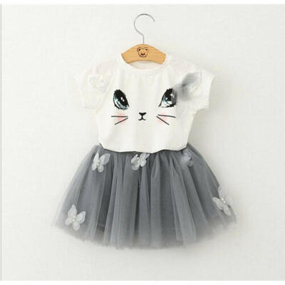 

UK Ship Toddler Kids Baby Girl Outfits Clothes T-shirt Top Tutu Dress Skirt