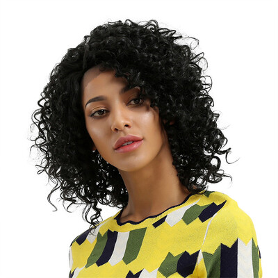 

〖Follure〗Glueless Resistant Lace Front Women Black Curls Hair Full Wig