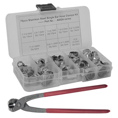 

PEX Cinch Crimper Tool with 70pcs Stainless Steel Single Ear Hose Clamps