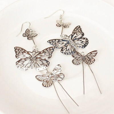 

Elegant Hollow Out Butterfly Stylist Earrings Drop Dangle Ear Stud for Women Long Cuff Earring