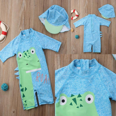 

Baby Boy Girl Kid Hooded Surfing Swimsuit Jumpsuit Bodysuit Sea Clothes Outfits