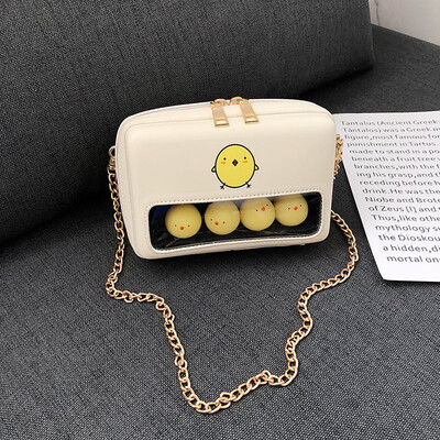 

Ins super fire chain bag female 2019 new Korean version of the wild single shoulder slung fashion cartoon girl small square bag
